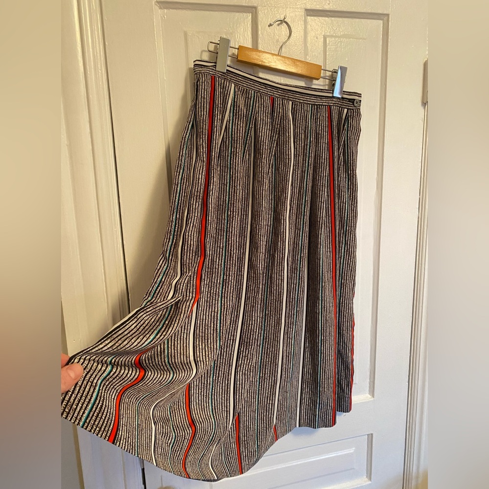 Vintage Striped Multicolor Midi Skirt